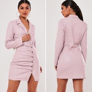 StassieXMissguided Lilac Faux Leather Blazer Dress